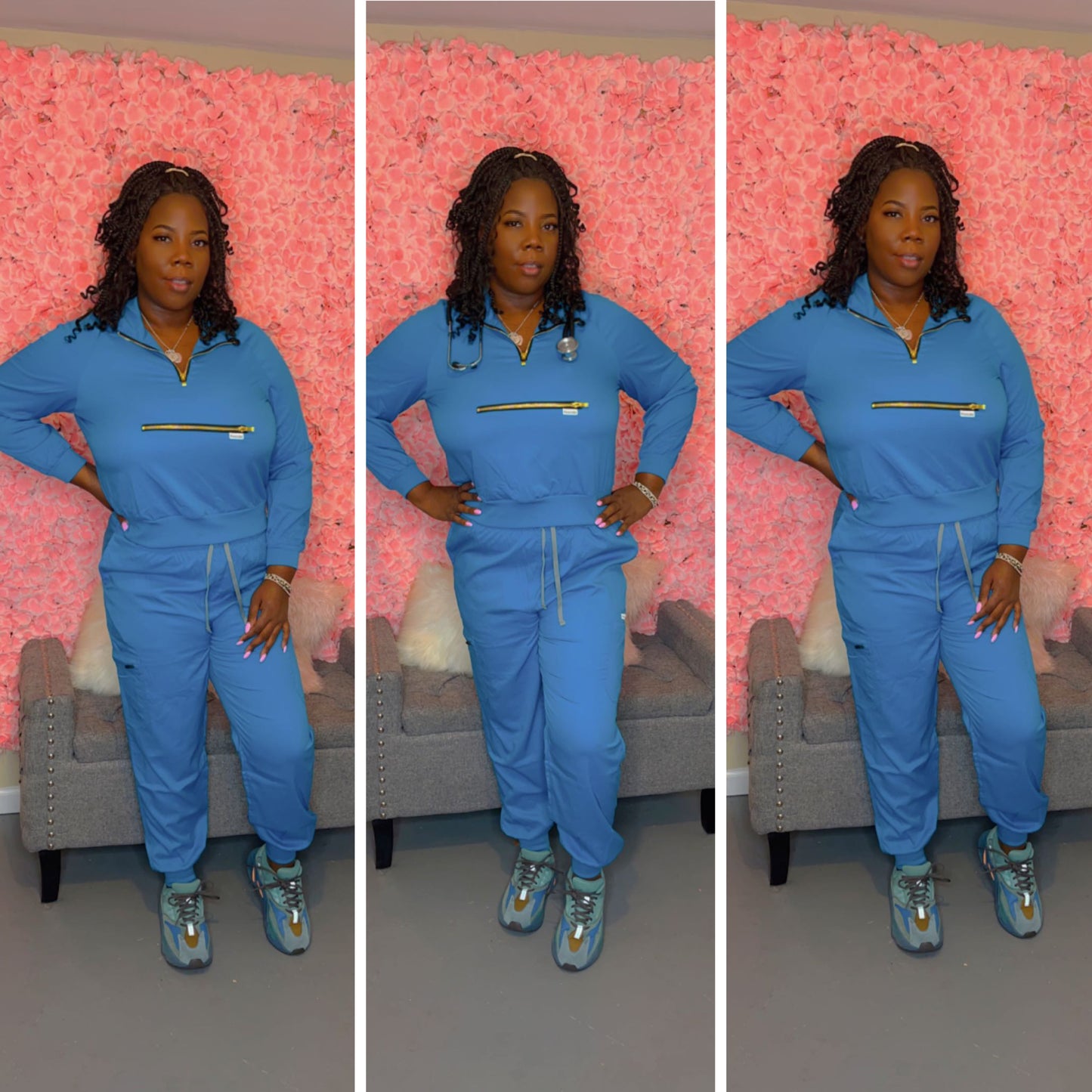 Blue jogger scrub