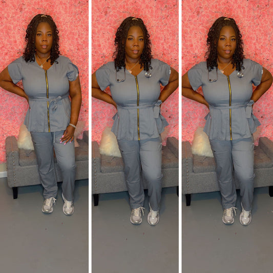 Zip up with belt scrub