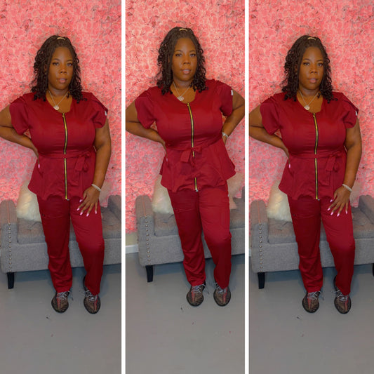 Zip up with belt scrub