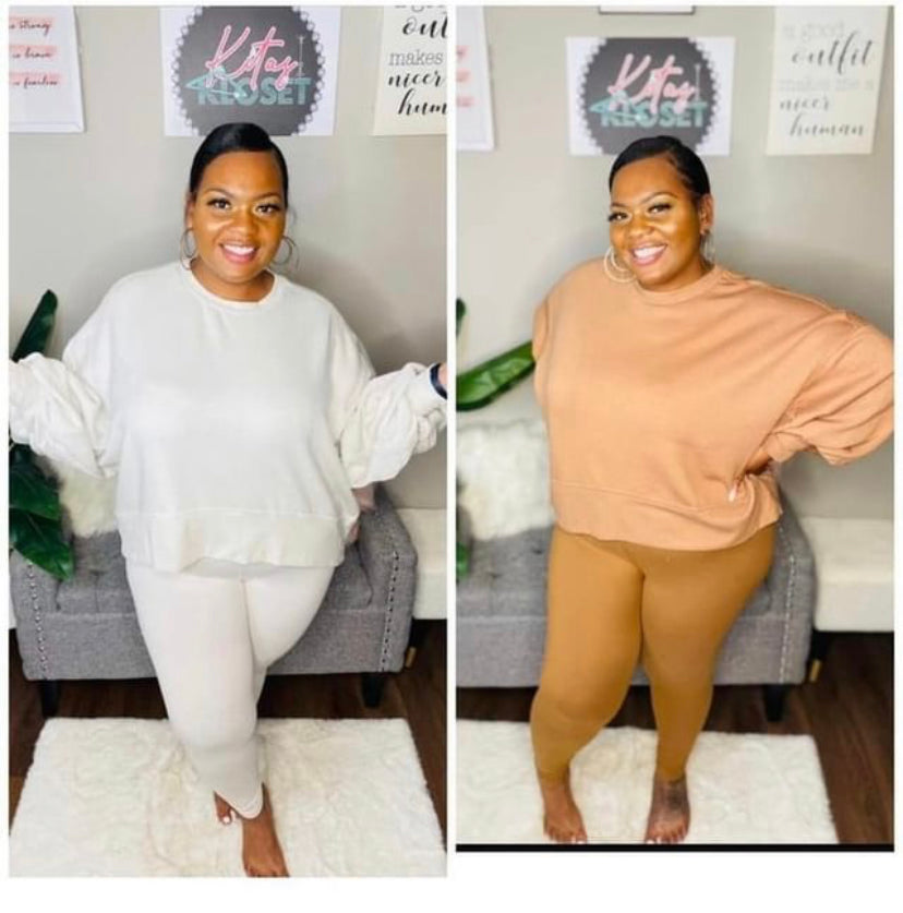 Balloon sleeve sweatshirt and leggings set