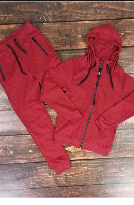 Tech fleece jogging suit (burgundy)